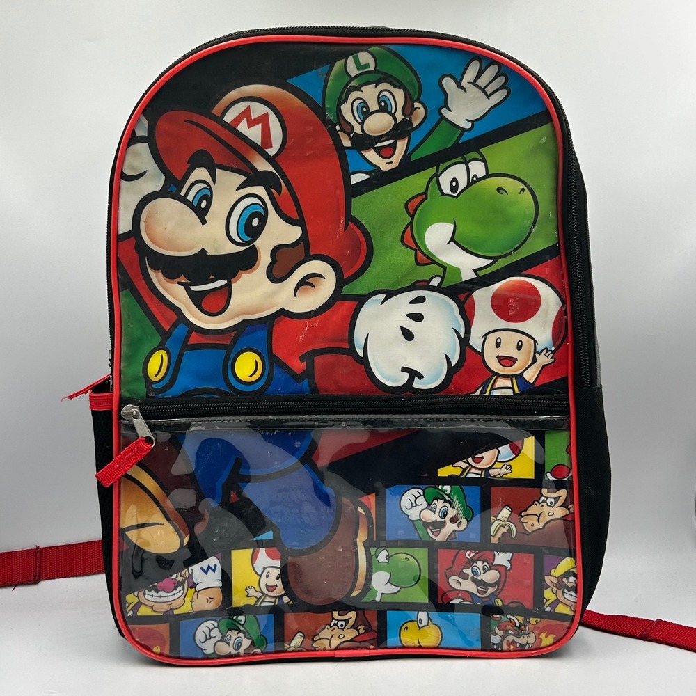 Nintendo Super Mario Backpack Multicolor Kids Graphic Print 16 T x 13 W
